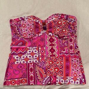 Vibrant Pink and Red Strapless Top